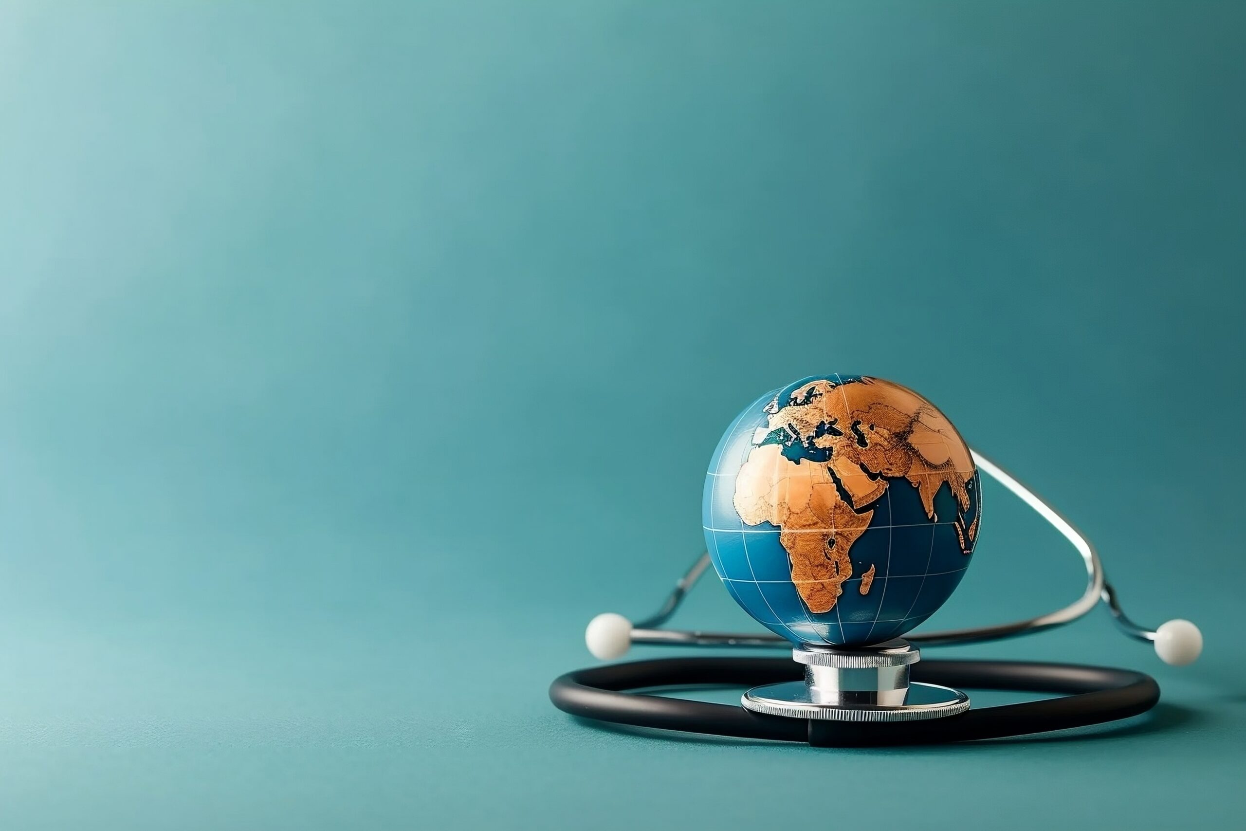 Small globe with a stethoscope.